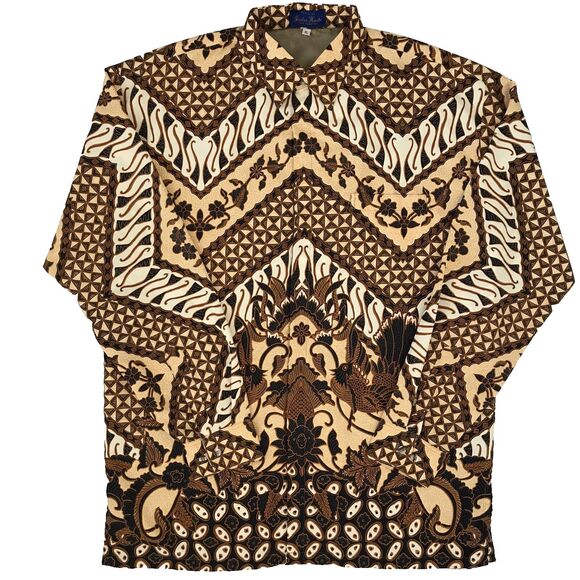 Batik Halus Long Sleeve Button Up Shirt Indra Hadi Men's XL Lined Solo Indonesia - Picture 2 of 14